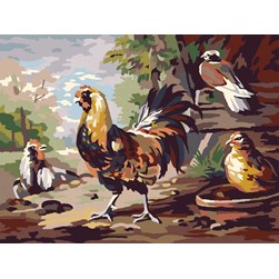 Canevas DMC La promenade du coq dans la basse-cour