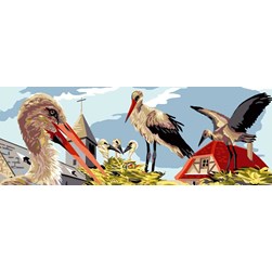 Canevas Luc Création Les cygognes du village