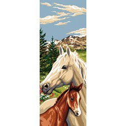 Canevas Luc Création Complicité de la jument et son bébé