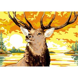 Canevas Luc Création Le cerf du coucher du soleil