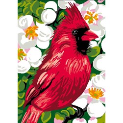 Canevas Luc Création Cardinal rouge et fleurs blanches