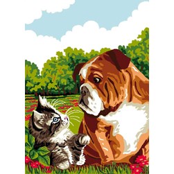 Canevas Luc Création Caton et bouldog