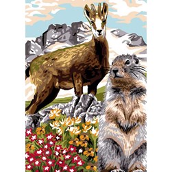 Canevas Luc Création Le bouquetin et la marmotte