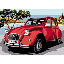 Canevas Luc Création La deudeuche rouge à la mer