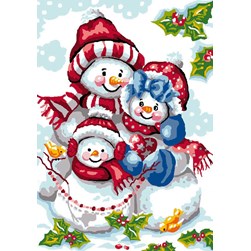 Canevas Luc Création Une famille de bonhommes de neige
