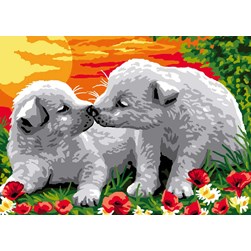 Canevas Luc Création Une amitié éternelle entre chiots