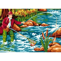 Canevas Luc Création Le pêcheur du torrent