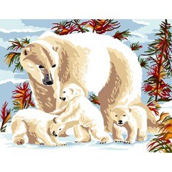 Canevas Luc Création Ours blanc et ses enfants enjoués