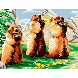 Canevas Luc Création Le concert des marmottes en montagne