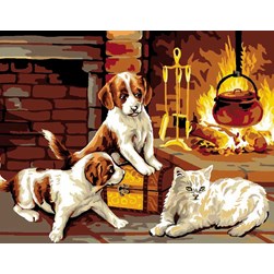 Canevas Luc Création Les companions du coin du feu