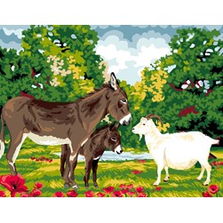 Canevas Luc Création La discussion de l'âne et de la chèvre