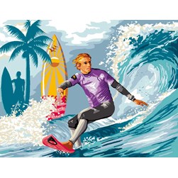 Canevas Luc Création Surfeur sur les vagues déferlantes