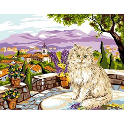 Canevas Luc Création Chat crème en vancance provençales
