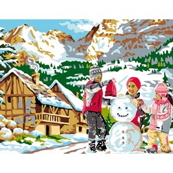 Canevas Luc Création Le bonhomme de neige des enfants