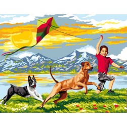 Canevas Luc Création Jouons au cerf volant