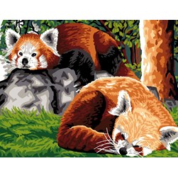 Canevas Luc Création Famille de pandas roux