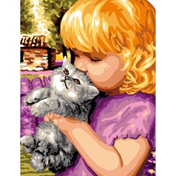 Canevas Luc Création Le chaton de la fillette