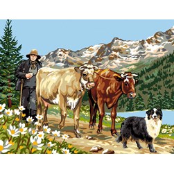 Canevas Luc Création Les vaches partent à l'alpage