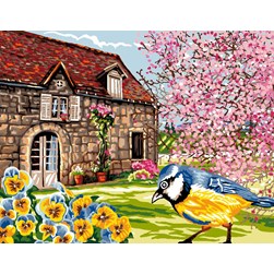 Canevas Luc Création LA maison de la mésange au printemps