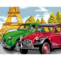 Canevas Luc Création CV et coccinelle devant la tour Eiffel