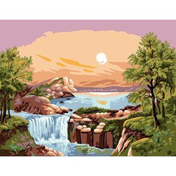 Canevas Luc Création Cascade à l'aurore