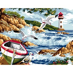 Canevas Luc Création Mer déchainée dans la crique