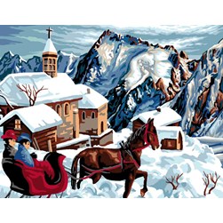 Canevas Luc Création La calèche en montagne