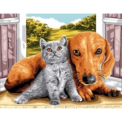 Canevas Luc Création Comme chien et chat ou presque