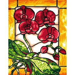 Canevas Luc Création Vitrail d'orchidées rouges