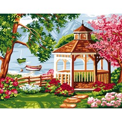 Canevas Luc Création Un kiosque au printemps