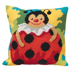 Coussin point de croix Collection d'art Une coccinelle au ventre rebondi