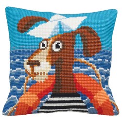 Coussin point de croix Collection d'art Un chien matelot