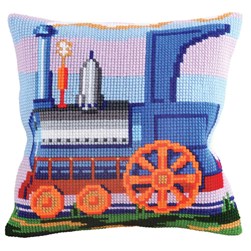 Coussin point de croix Collection d'art La locomotive à vapeur