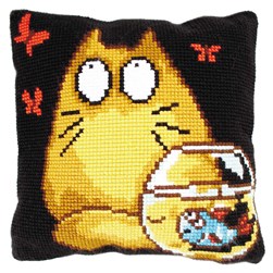 Coussin point de croix Collection d'art Un totoro jaune