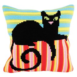 Coussin point de croix Collection d'art L'autre chat du canapé coloré