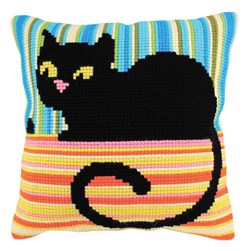 Coussin point de croix Collection d'art Le chat du canapé coloré