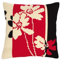 Coussin point de croix Collection d'art Déco en rouge et noir