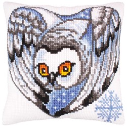Coussin point de croix Collection d'art Chouette cœur