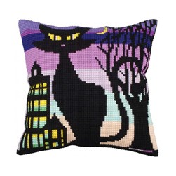 Coussin point de croix Collection d'art Regardd 'une silhouette de chat