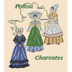 kit Point de croix Catherine Debusne Le Poitou charentes en costumes