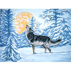 Canevas Collection d'art Le cri du loup de la pleine lune