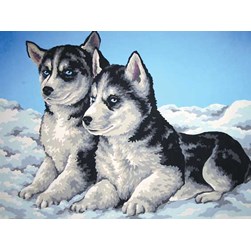 Canevas Collection d'art Chiots husky