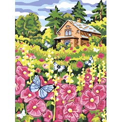 Canevas Collection d'art Floraison spectaclaire roses trémières