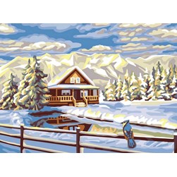 Canevas Collection d'art Le chalet aux première neiges