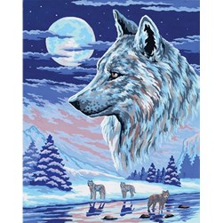 Canevas Collection d'art Loups d'Alaska au clair de lune