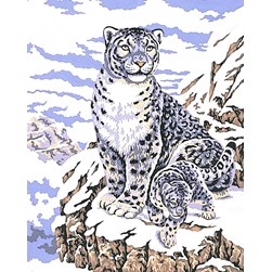 Canevas Collection d'art Léopard blanc et son petit