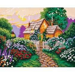 Canevas Collection d'art Petit cottage fleuri