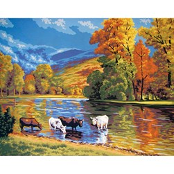 Canevas Collection d'art Le lac en automne