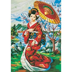 Canevas Collection d'art La geisha dans le jardin