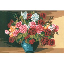 Canevas Collection d'art Vase aux roses de toutes les couleurs